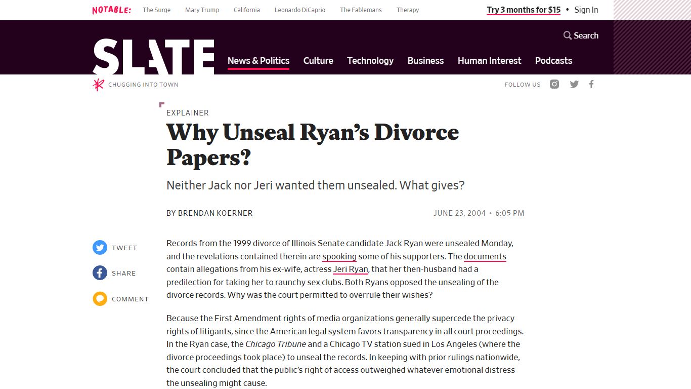 Why unseal the Ryan divorce papers? - slate.com